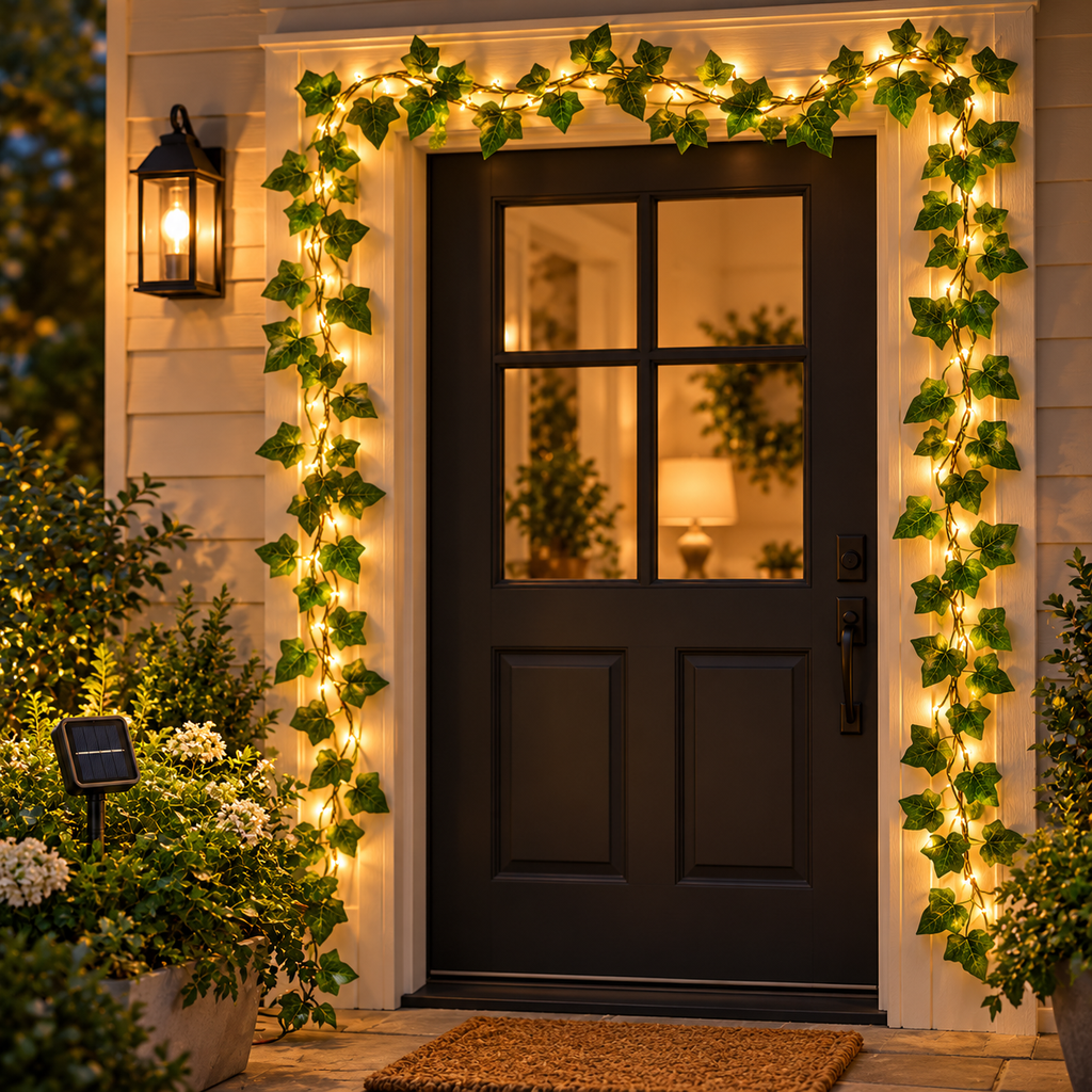 6ft 50 LED Solar Vine String Lights Door