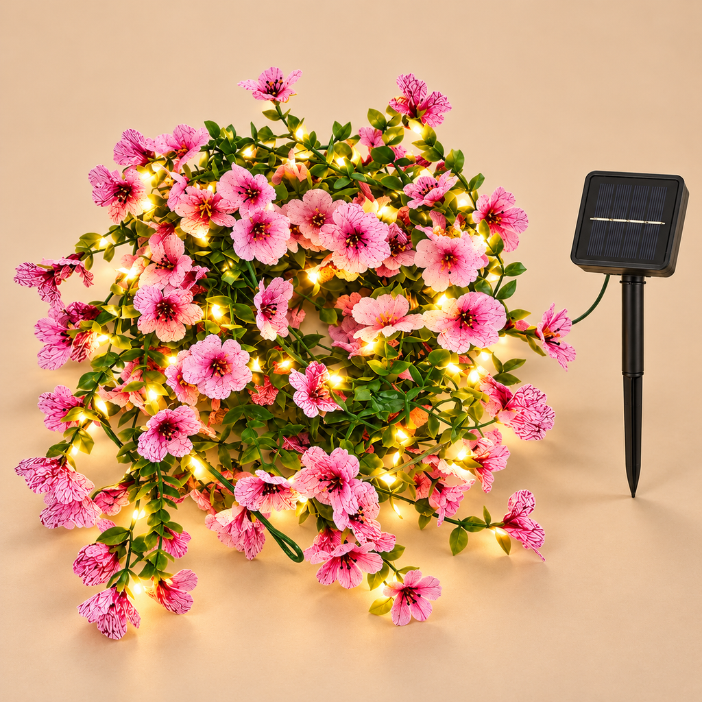 Artificial Violet Flower Solar Fairy String Lights
