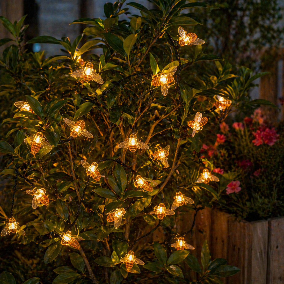 Solar Bee Fairy Lights Outdoor Plant