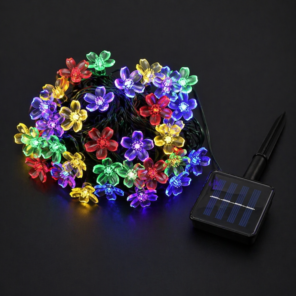 Solar Blossom Fairy Lights Outdoor Black