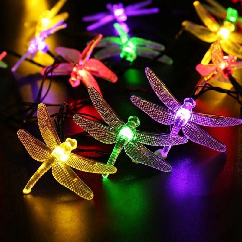 Solar Dragonfly Fairy Lights Outdoor Lit