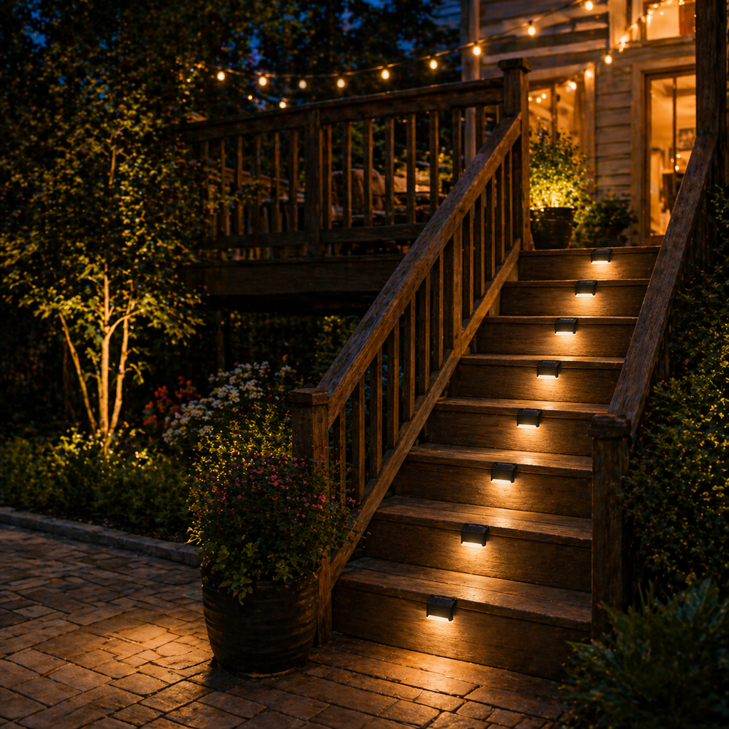 Solar LED Stair Lights Outdoor wide Angle