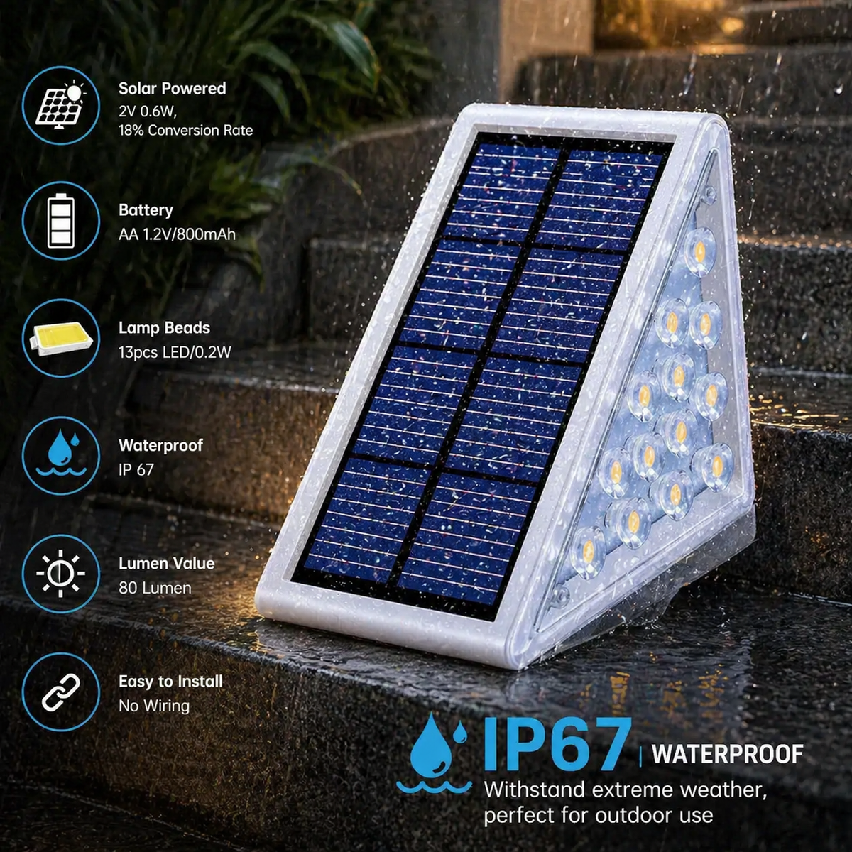 Solar LED Stair Step Lights Features