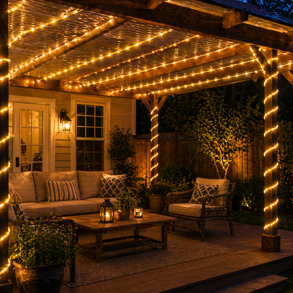 Solar Rope Lights Outdoor Patio