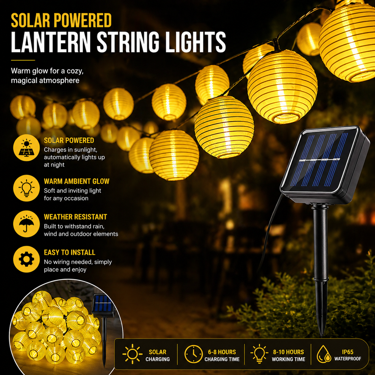 Solidworks Yellow Color Solar Lantern String Lights Canada Waterproof β lumed