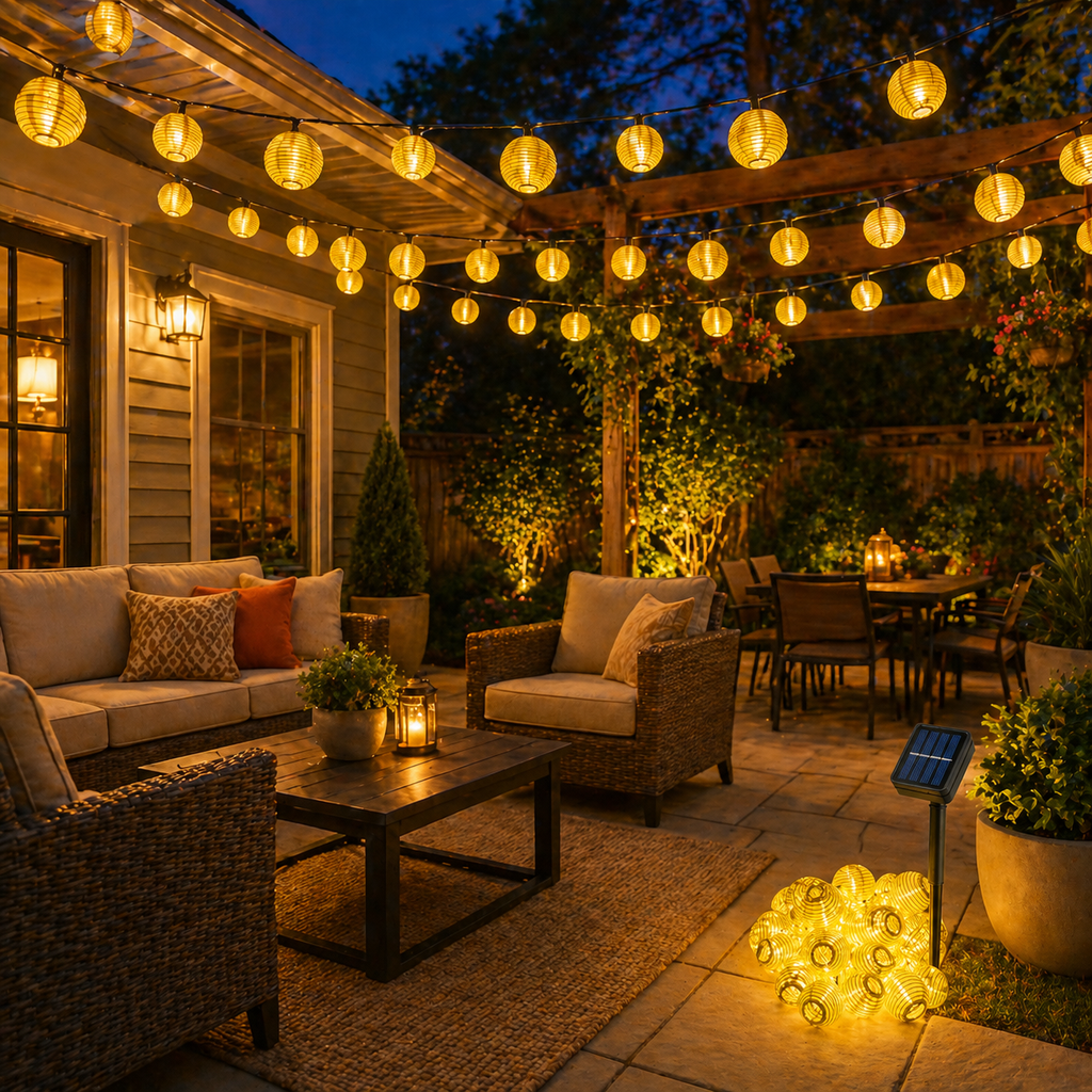 Waterproof Lantern Solar String Lights Patio