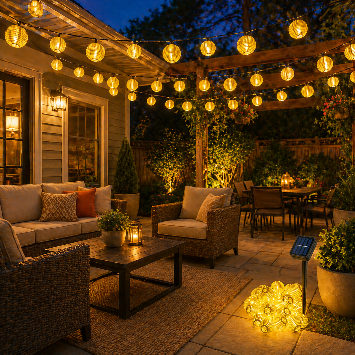 Waterproof Lantern Solar String Lights Patio